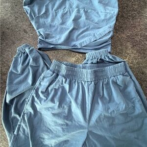 SHEIN Blue Women's Joggers + Cross Over Top